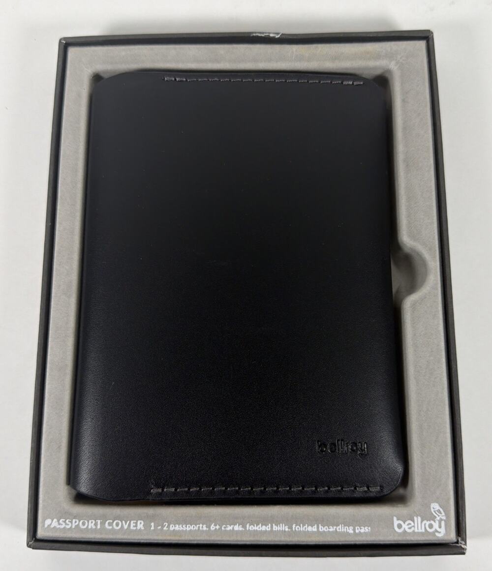 Bellroy Black Leather Cover for 1 or 2 Passports Multiple Cards & More